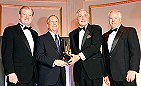 Presenting the Golden Mike Award to Mayor Bloomberg (L-R) BFA President Jim Thompson; Bloomberg; BFA Chairman and Citadel CEO Phil Lombardo and John Gambling, emcee and morning host on WOR/New York.  